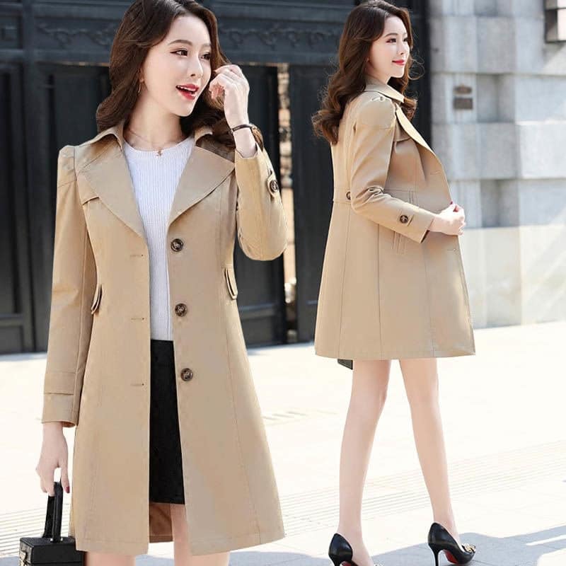 Trench Coat Femme Mi-long – Coupe Ample, Deux Poches – Pour Automne/hiver – Style Décontracté Chic